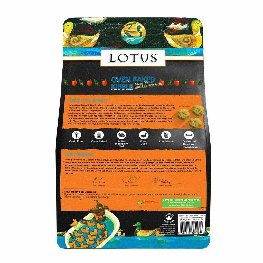 Lotus Grain-Free Duck & Cassava Oven-Baked Dry Dog Food, 4-lb image number null