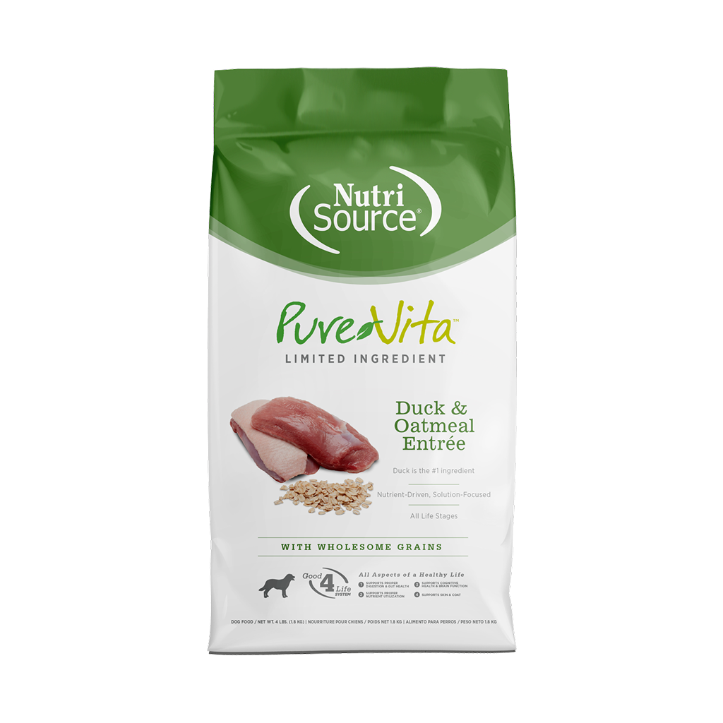 PureVita Duck and Oatmeal Entr&eacute;e Dog Dry Food, 4-lb image number null