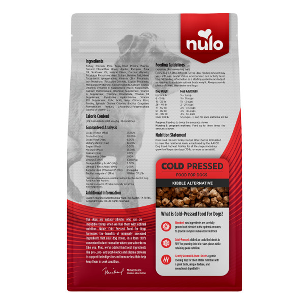 Nulo Cold Pressed Turkey Recipe Grain-Free Puppy & Adult Dry Dog Food, 4LB Bag image number null