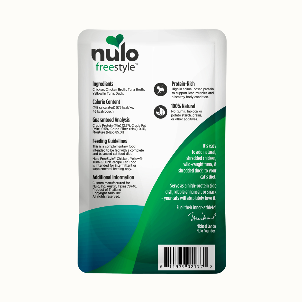 Nulo FreeStyle Cat Chicken, Yellowfin Tuna & Duck in Broth Pouch, 2.8-oz image number null