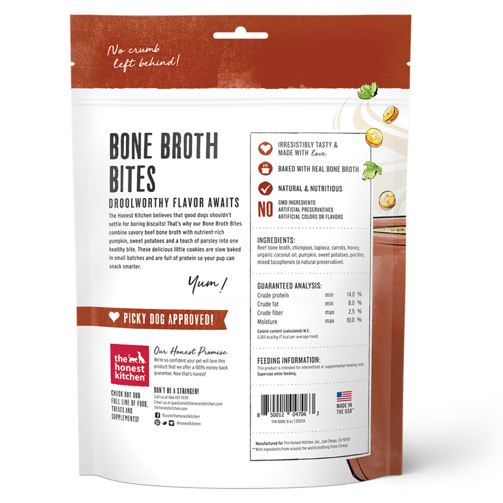The Honest Kitchen Bone Broth Bites: Roasted with Beef Bone Broth & Sweet Potatoes, 8-oz Bag image number null