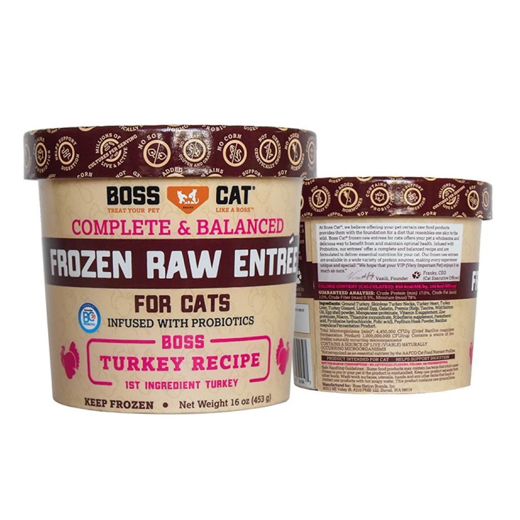 Frozen Boss Cat Raw Turkey Entree For Cats, 8-oz image number null