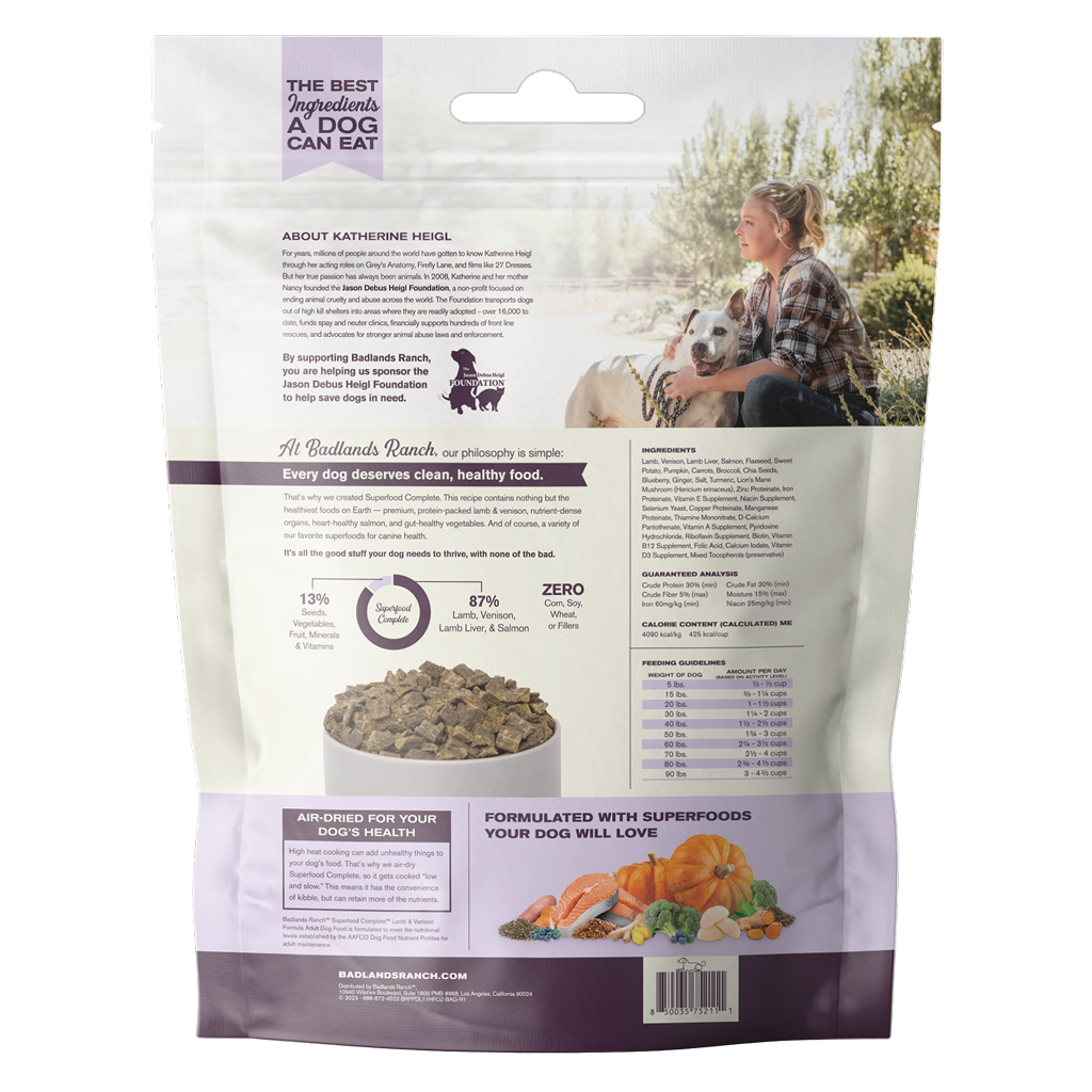 Badlands Ranch Air- Dried Grain- Free Superfood Complete Lamb & Venison, 11.5-oz image number null