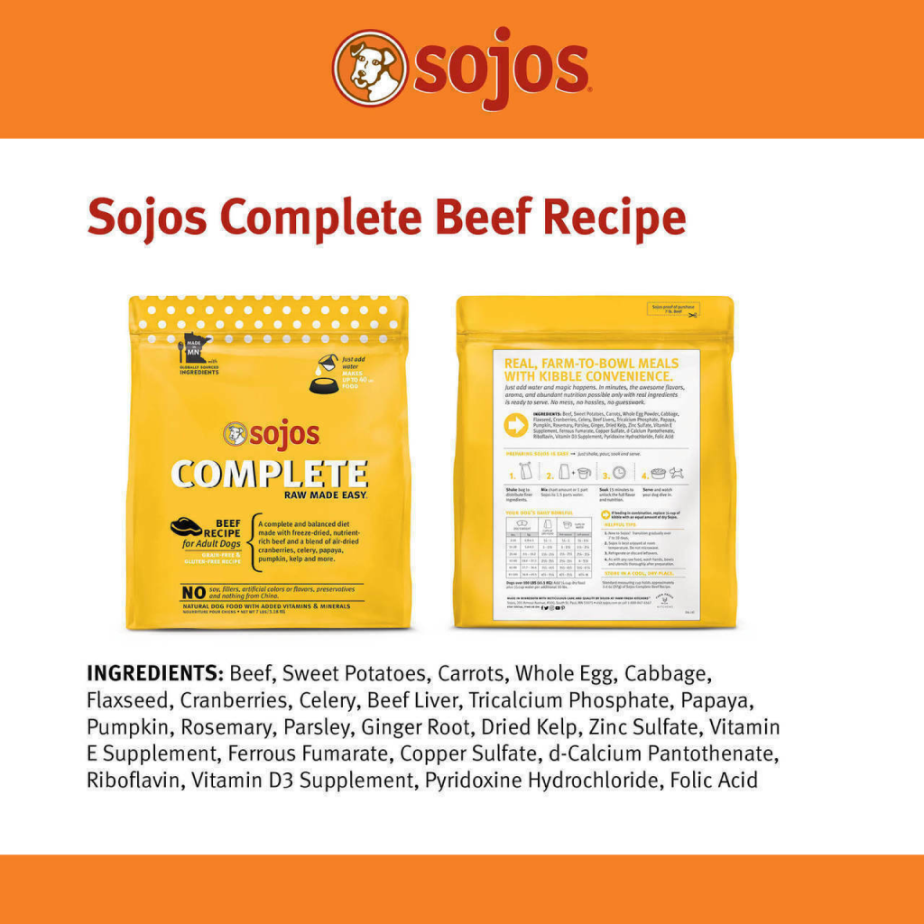 Sojos Complete Adult Dog Food - Beef, 1.75-lb image number null