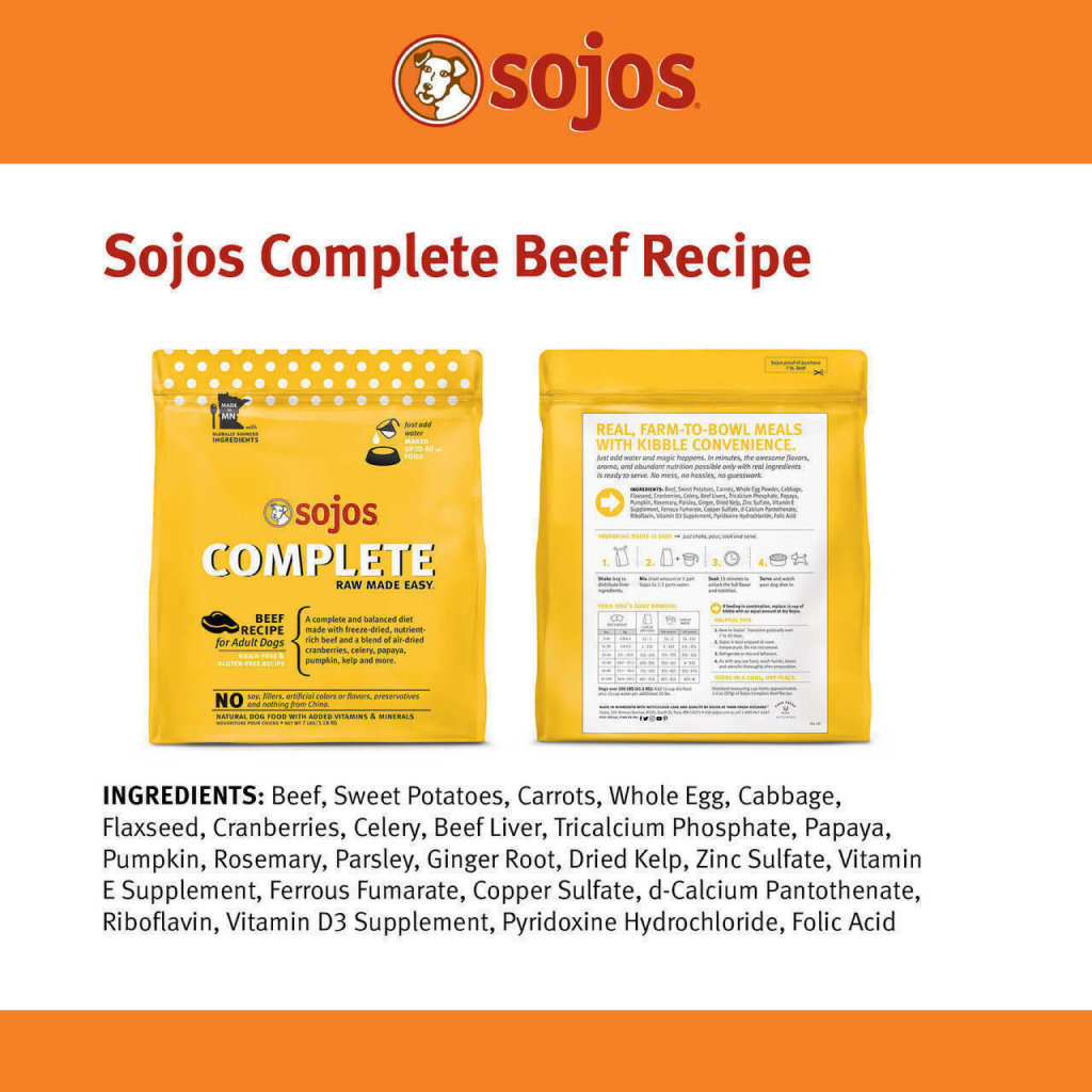 Sojos Complete Adult Dog Food - Beef image number null