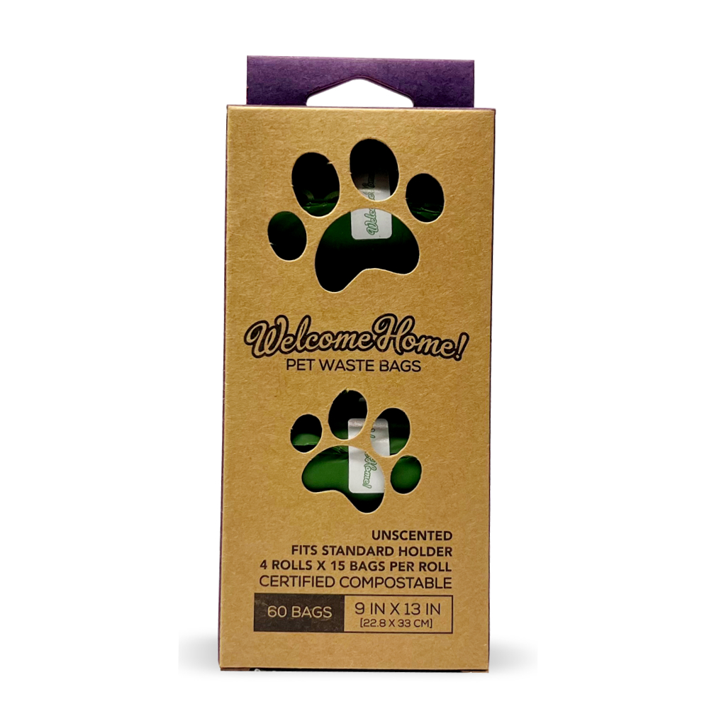 Welcome Home Dog and Pet Waste Certified Compostable Poop Bags (15 bags/roll - 60 bags total), 4 rolls image number null