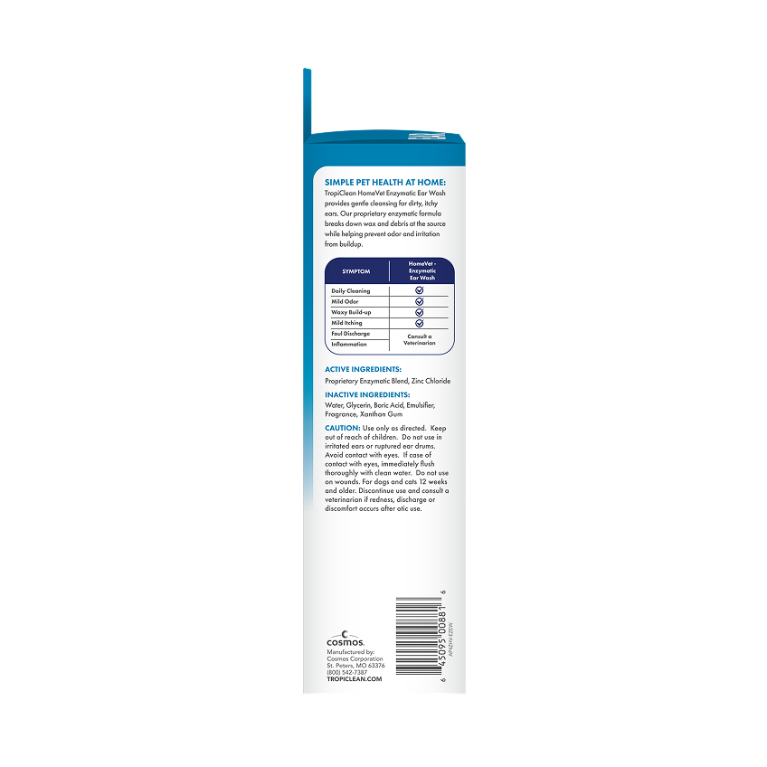 TropiClean HomeVet Enzymatic Ear Wash, 4-oz image number null