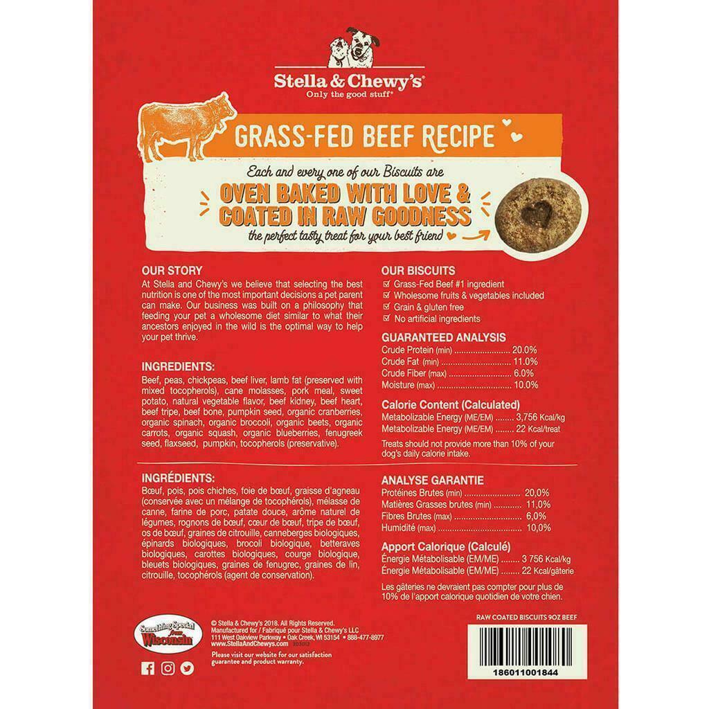 Stella & Chewy's Raw Coated Biscuits Grass Fed Beef Recipe, 9-oz image number null