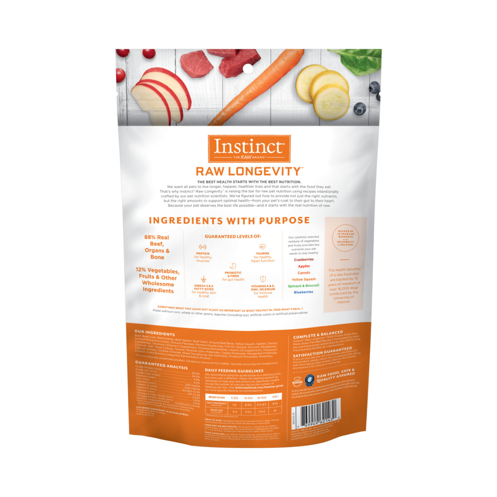 Instinct Freeze-Dried Raw Longevity Adult Beef Bites Dog Food, 9.5-oz image number null