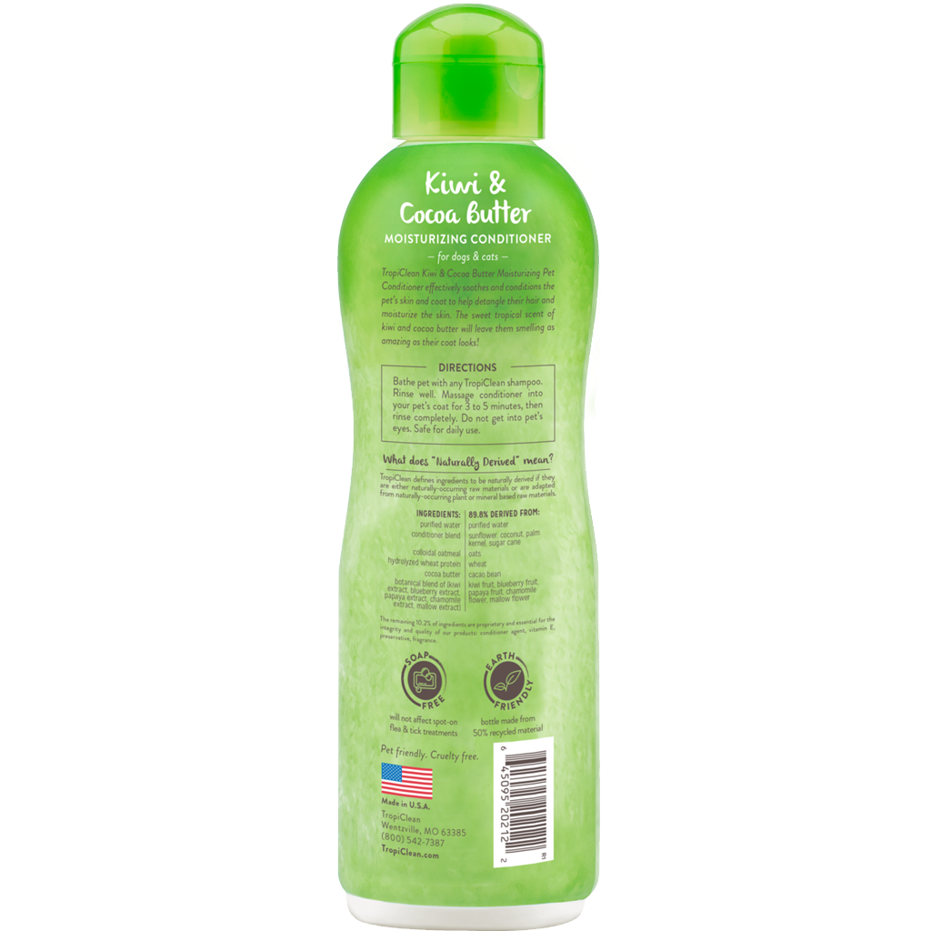 TropiClean Kiwi & Cocoa Butter Moisturizing Conditioner for Pets, 20oz image number null
