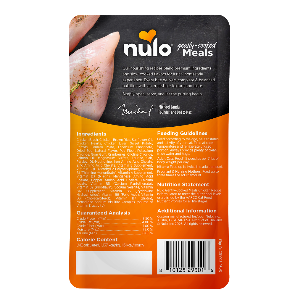 Nulo Cat Gently-Cooked Meals Chicken Pouch, 3.5-oz image number null