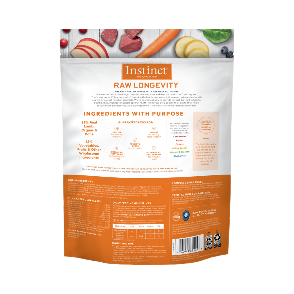 Frozen - Instinct Raw Longevity Raw Frozen Meals Grass-Fed Lamb Recipe For Dogs image number null