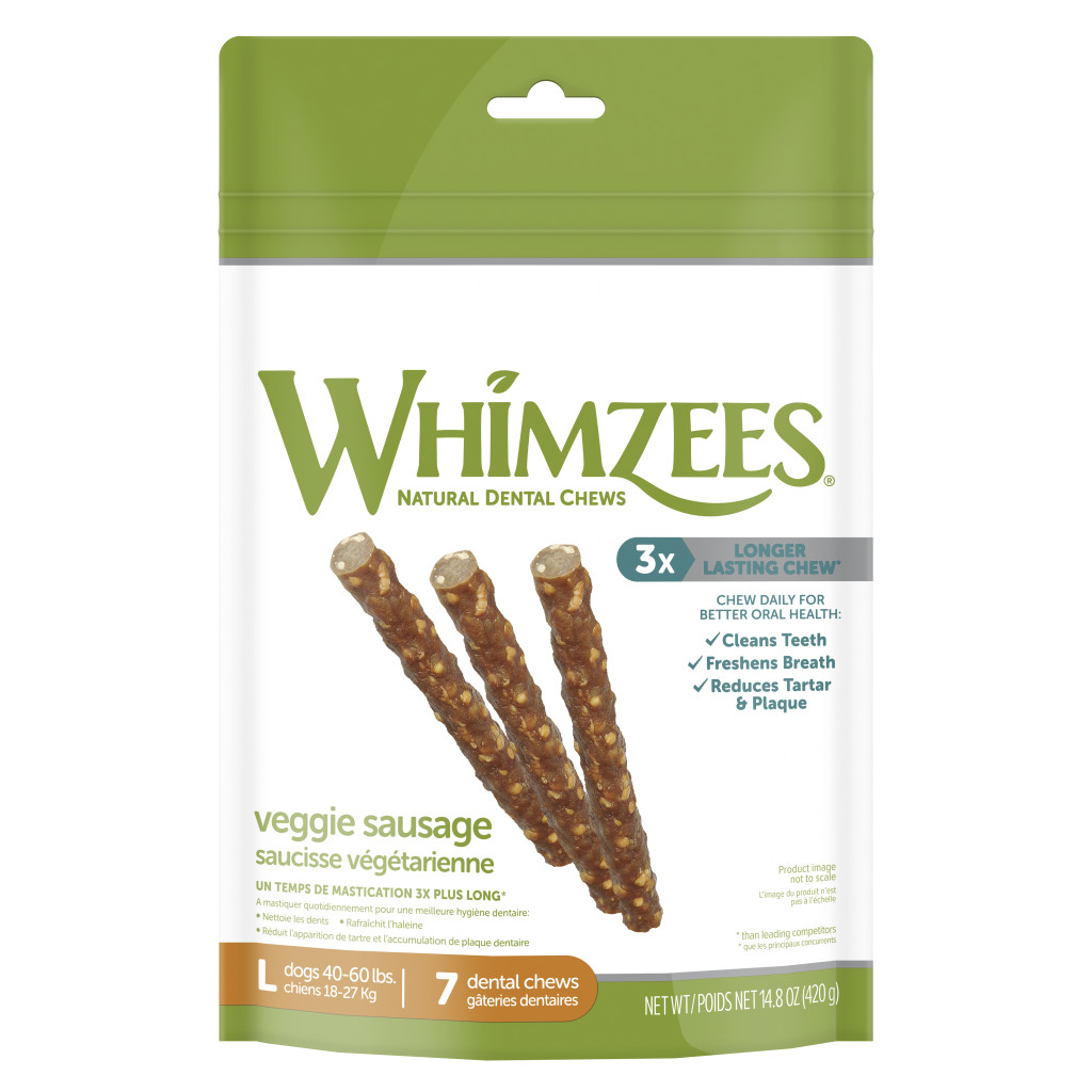 Whimzees Dog Veggie Sausage Natural Dental Chews, Large image number null