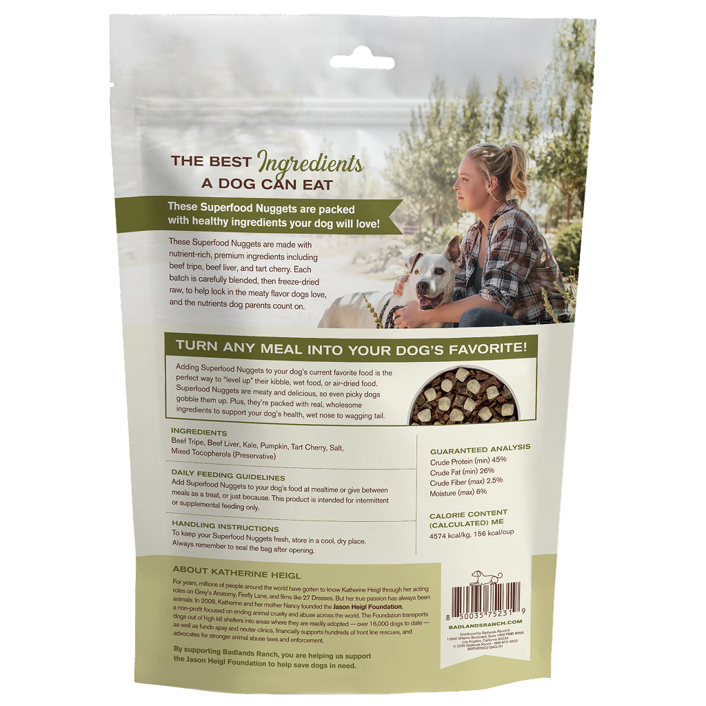 Badlands Ranch Air- Dried Grain- Free Superfood Nuggets Beef Tripe and Kale, 8-oz image number null