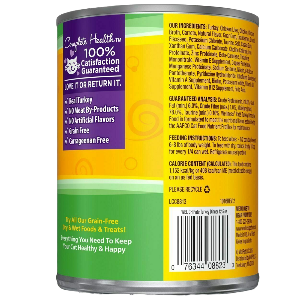 Wellness Complete Health Natural Grain Free Wet Canned Cat Food, Turkey image number null