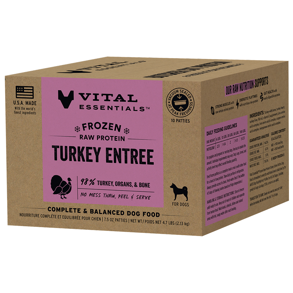Vital Essentials Frozen Raw Turkey Entree Dog Food Patties, 4.7-lbs image number null