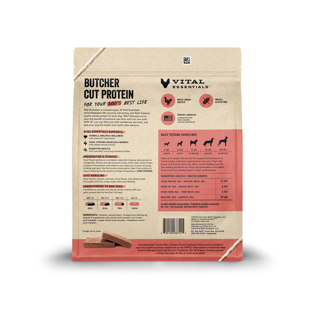 Vital Essentials Frozen Raw Chicken Entree Dog Food Patties, 6-lbs image number null