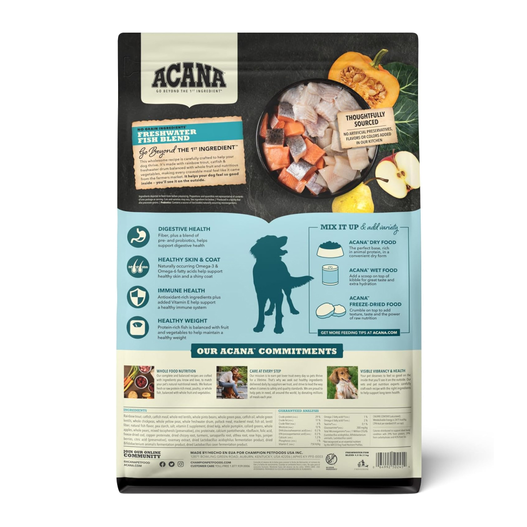 Acana Freshwater Fish Recipe Grain-Free Dog Food, 4.5-lb image number null