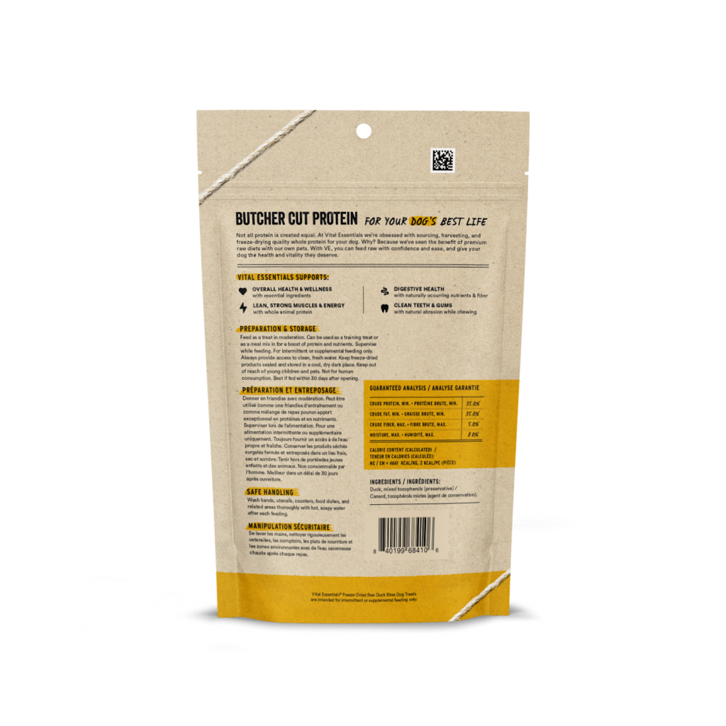 Vital Essentials Freeze-Dried Duck Bites Dog Treat, 5.5-oz image number null