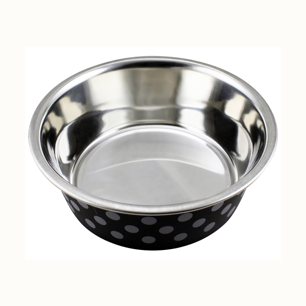 Indipets Black Polka Dot Medium Buster Bowl, 30-oz image number null