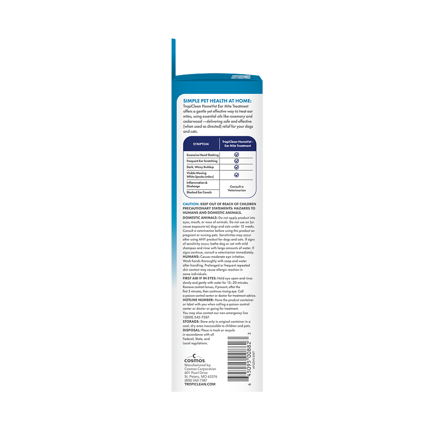 TropiClean HomeVet Ear Mite Treatment, 2-oz image number null