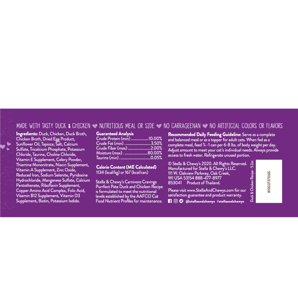 Stella & Chewy's Carnivore Cravings Purrfect Pate Duck & Chicken Pate Recipe in Broth Cat Can, 5.2-oz image number null