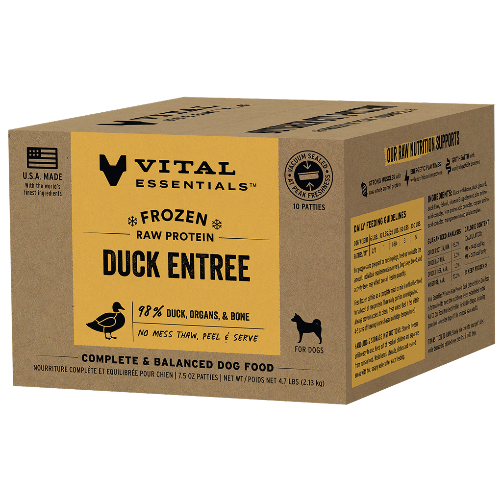 Vital Essentials Frozen Raw Duck Entree Dog Food Patties, 4.7-lbs image number null