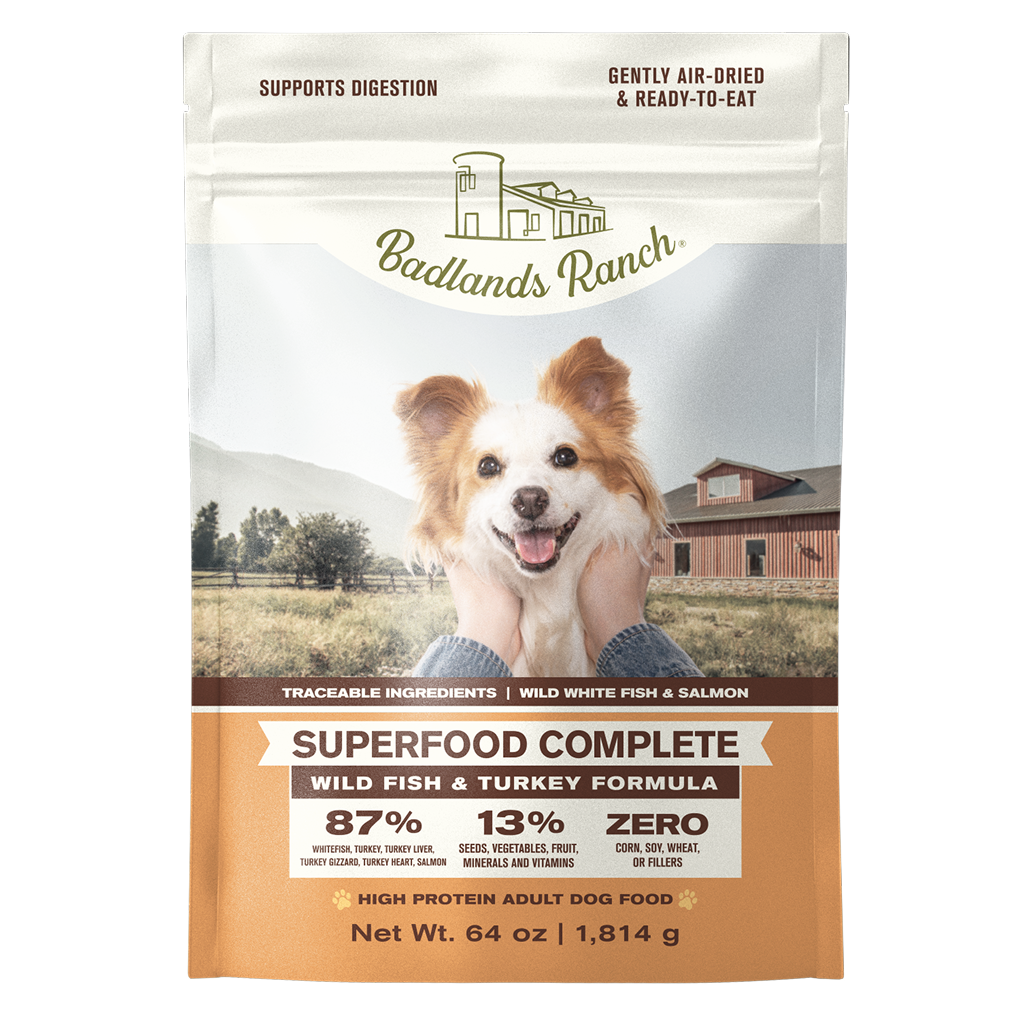 Badlands Ranch Air- Dried Grain- Free Superfood Complete Wild Fish and Turkey Formula, 64-oz image number null