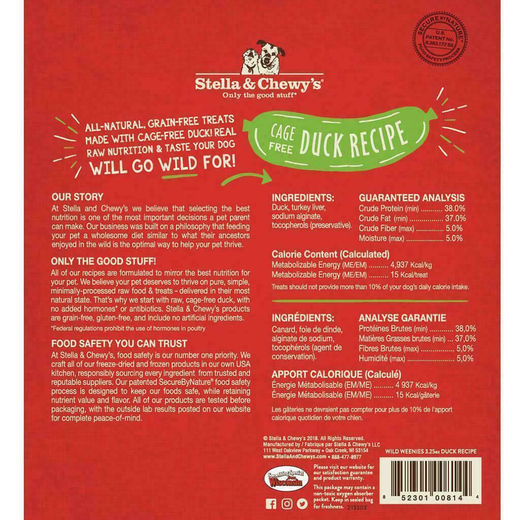 Stella & Chewy's Freeze-Dried Raw Duck Wild Weenies Dog Treats, 3.25-oz image number null