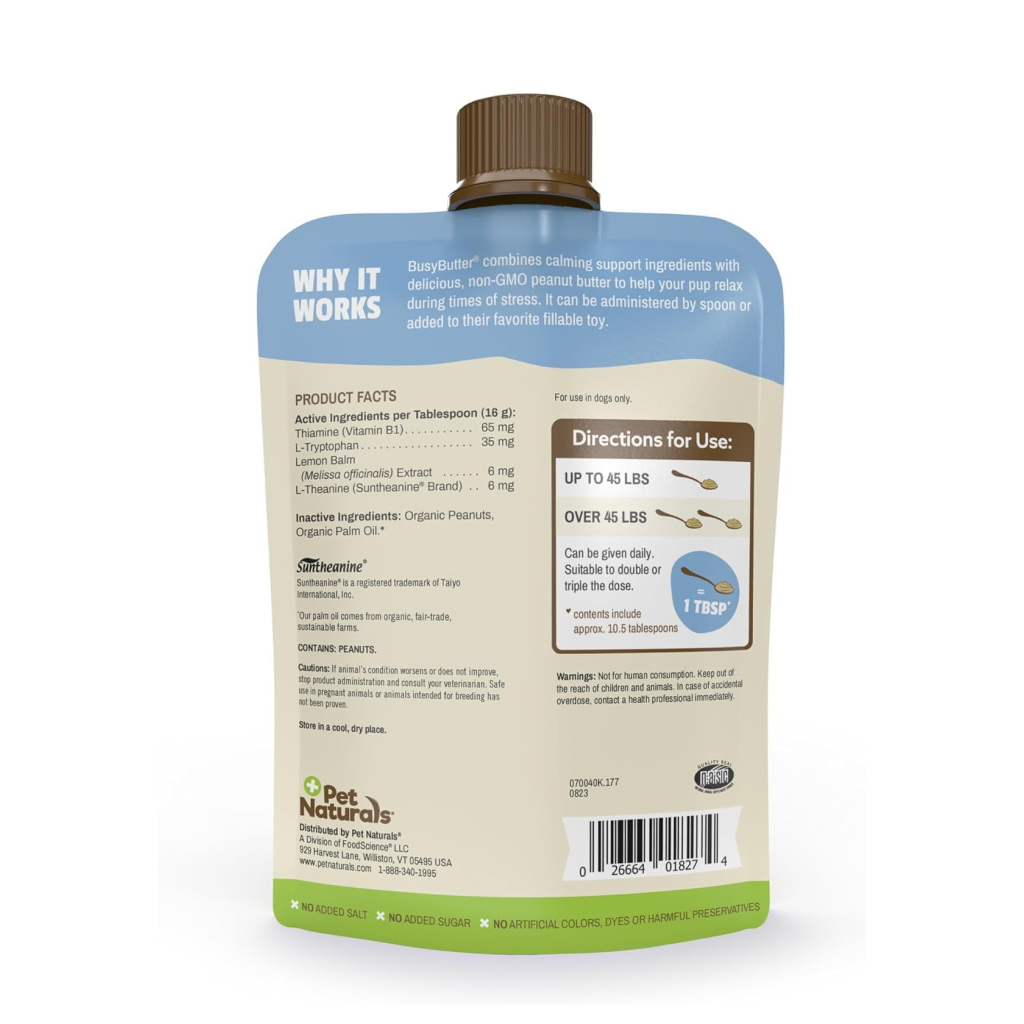 Pet Naturals Busybutter Calming Peanut Butter Stress & Anxiety Support Dog Supplement, 6-Oz image number null