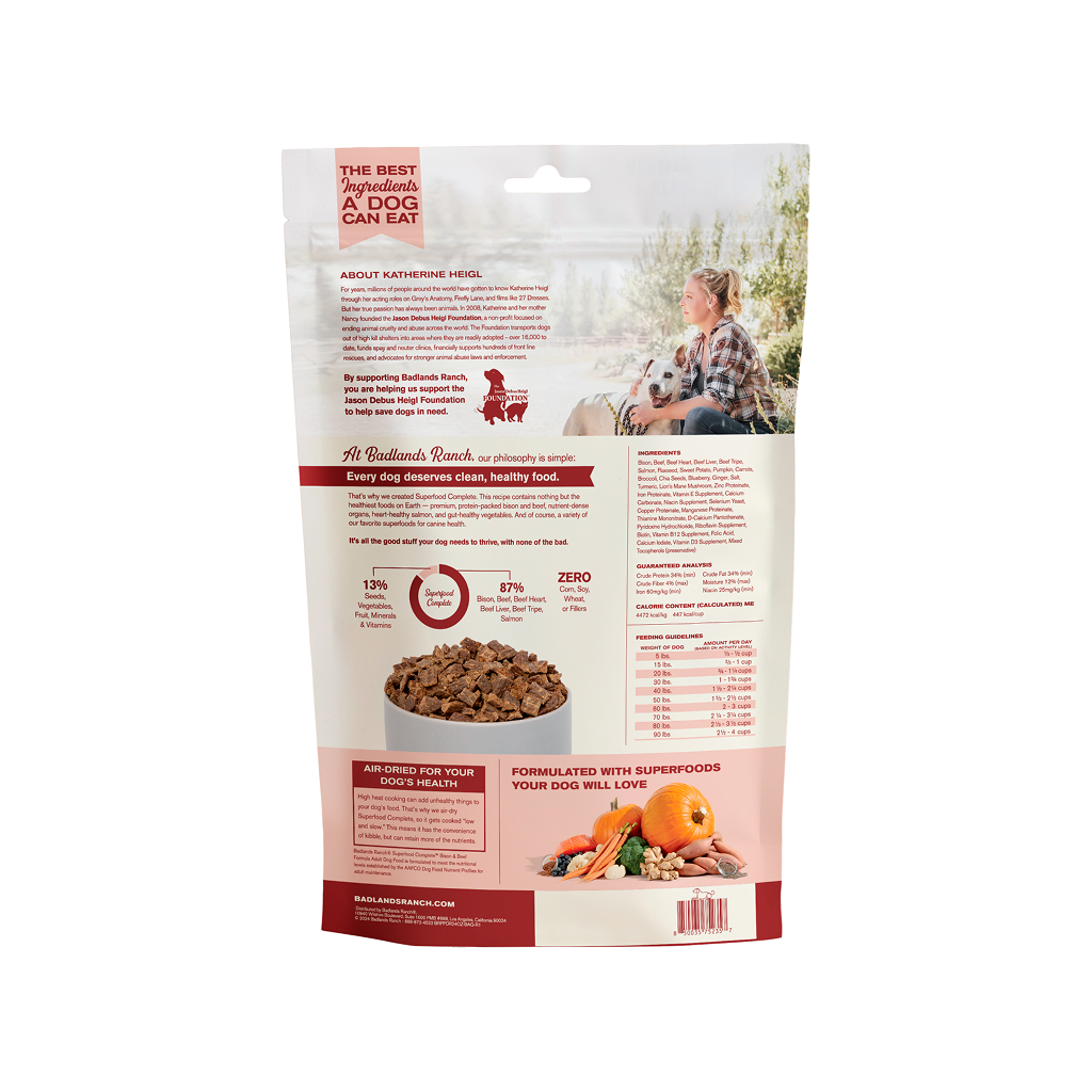 Badlands Ranch Air- Dried Grain- Free Superfood Complete Bison & Beef Formula, 24-oz image number null
