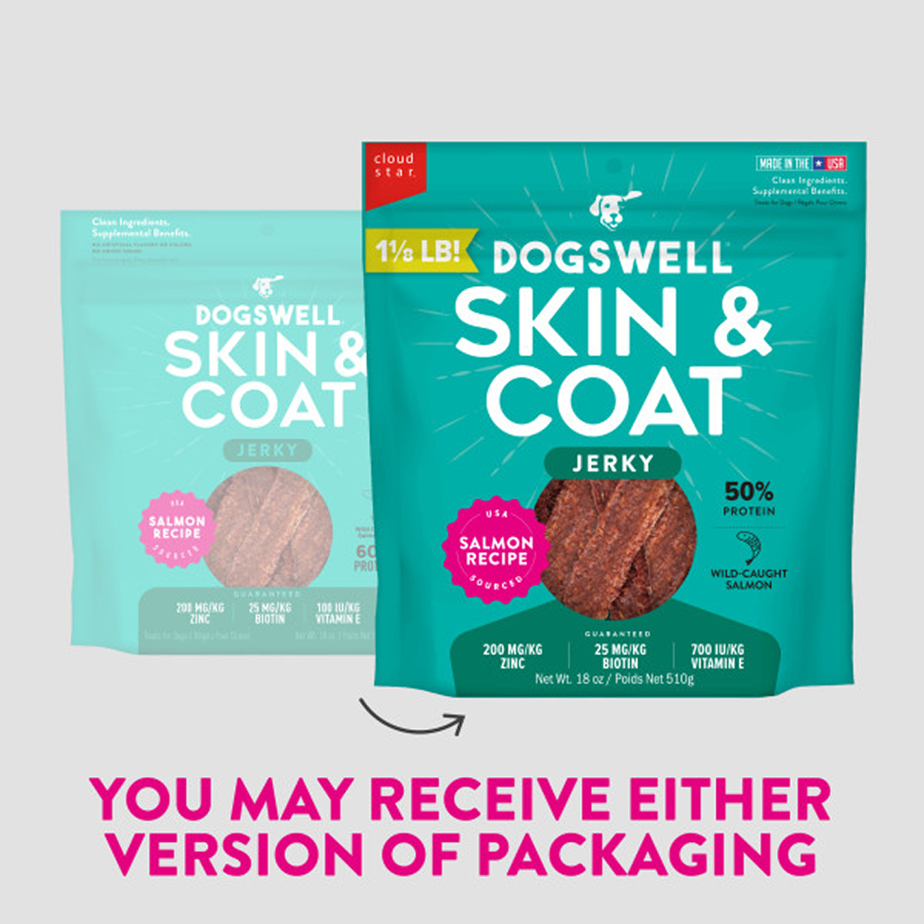 Dogswell Skin & Coat Jerky Dog Treats Salmon, 18-oz image number null
