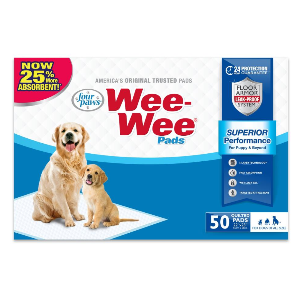 Four Paws Wee-Wee Superior Performance Dog Pee Pads, 50-pk image number null