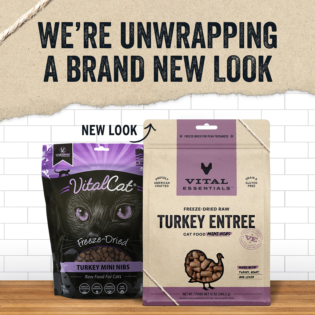 Vital Essentials Freeze-Dried Turkey Mini-Nibs Cat Entree, 12-oz image number null