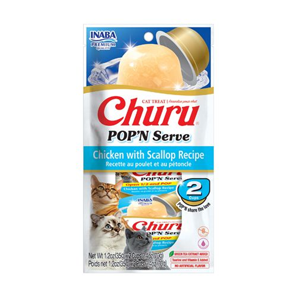 Churu Pop N Serve Chicken with Scallop Recipe Cat Treats. 2-pk image number null