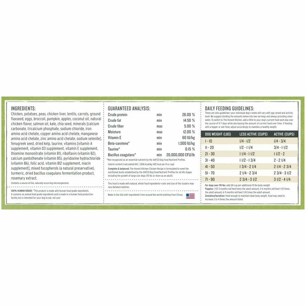 The Honest Kitchen Grain Free Chicken Whole Food Clusters Dog Food, 20-lb image number null