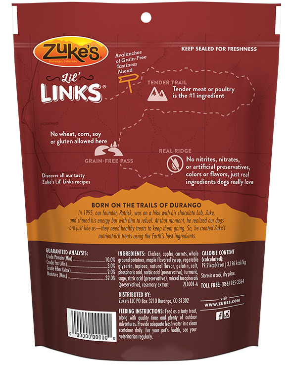 Zuke's Links Chicken & Apple 6-oz image number null