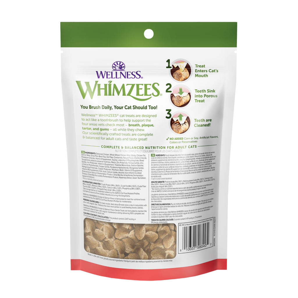 WHIMZEES Cat Natural Dental Treat Bag - Chicken & Salmon Flavor, 4.5-oz image number null