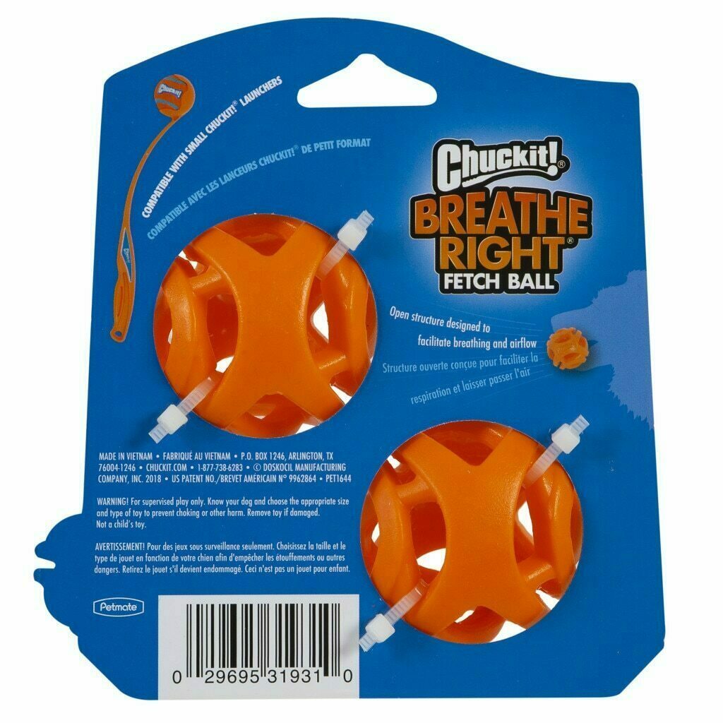Chuckit! Small Breathe Right Fetch Balls Dog Toy, 2-pk image number null