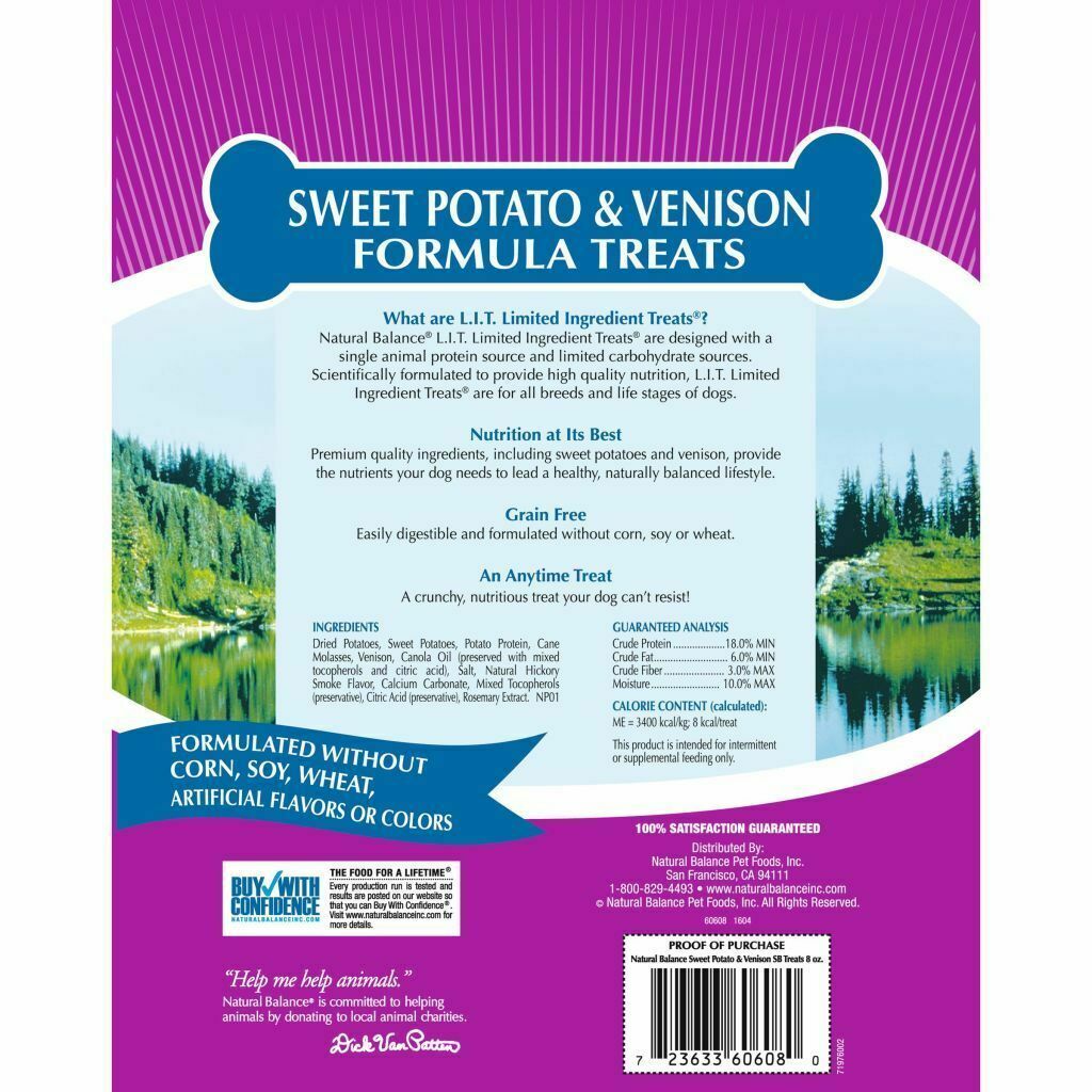 Natural Balance L.I.T. Limited Ingredient Treats Sweet Potato & Venison Formula Dog Treats (Small Breed), 8-oz image number null