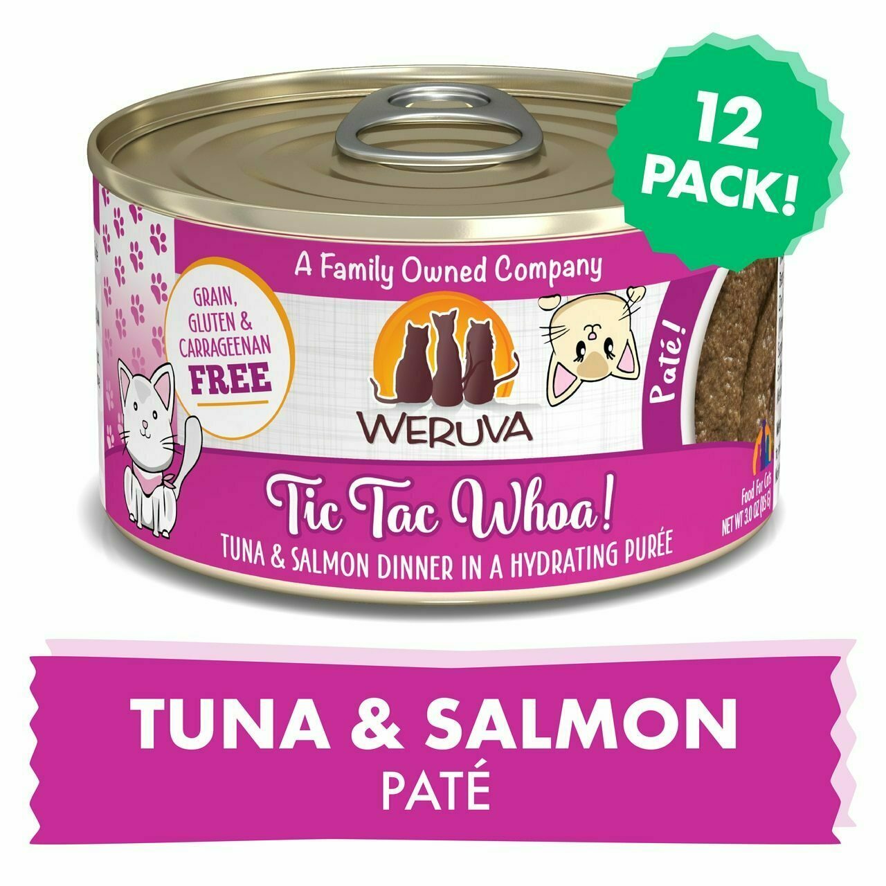 Weruva Classic Cat Pate, Tic Tac Whoa! With Tuna & Salmon, 3-oz Can image number null