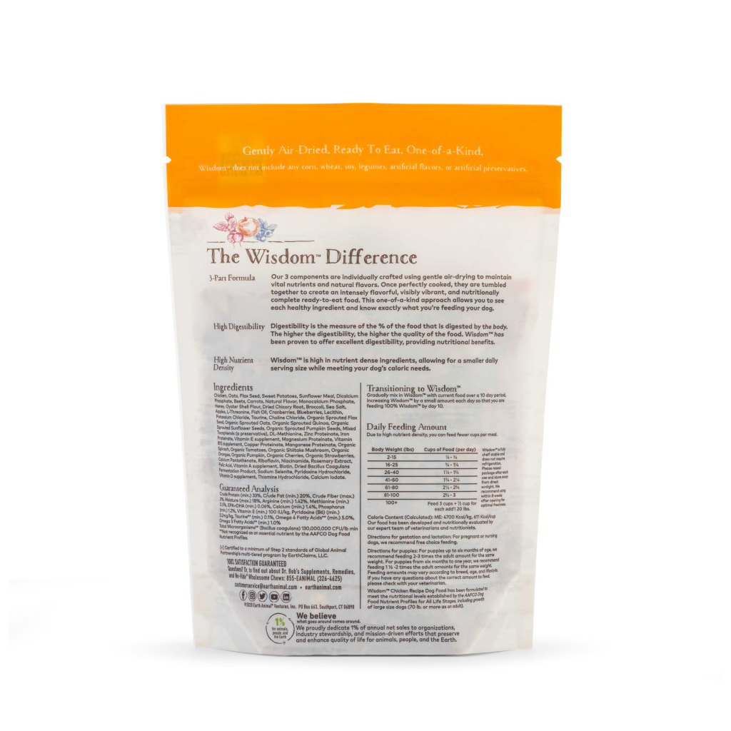 Earth Animal Wisdom Chicken Air-Dried Dog Food, 1-lb Bag image number null