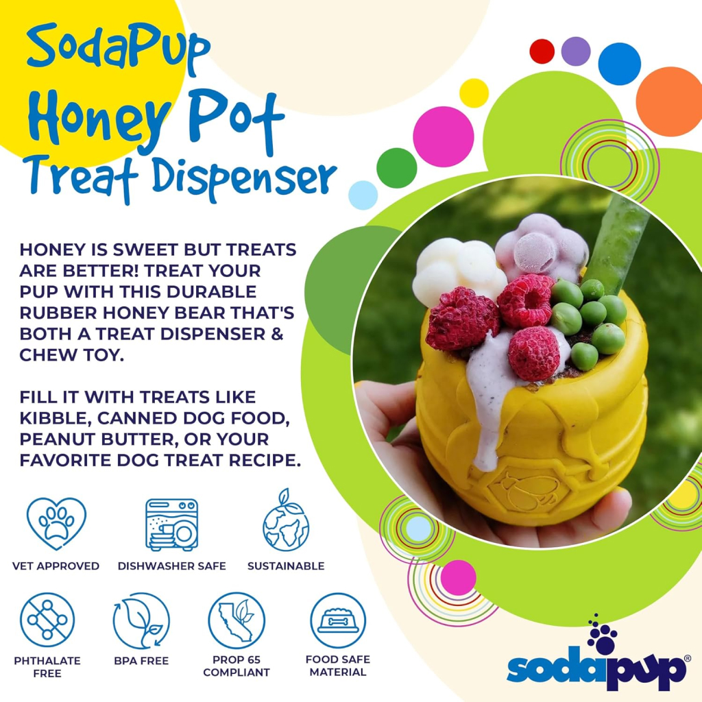 Sodapup Large Honey Pot Treat Dispenser & Enrichment Cup, Yellow image number null