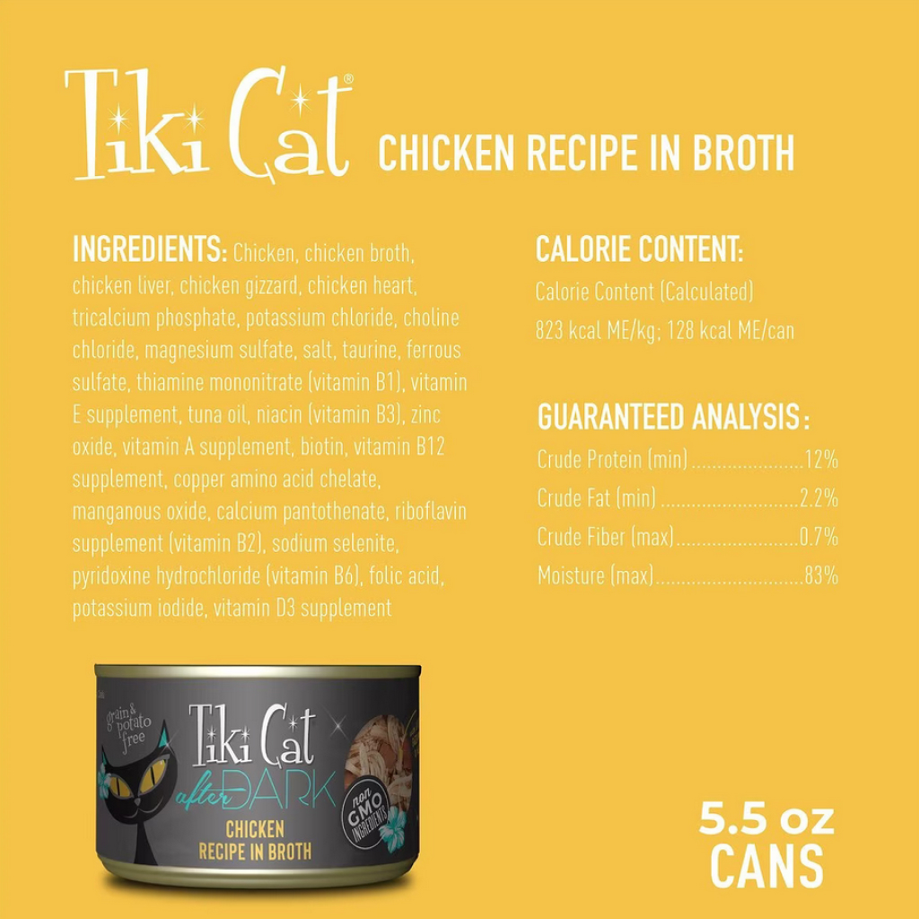 Tiki Cat After Dark Wet Cat Food Chicken Can, 5.5-oz image number null