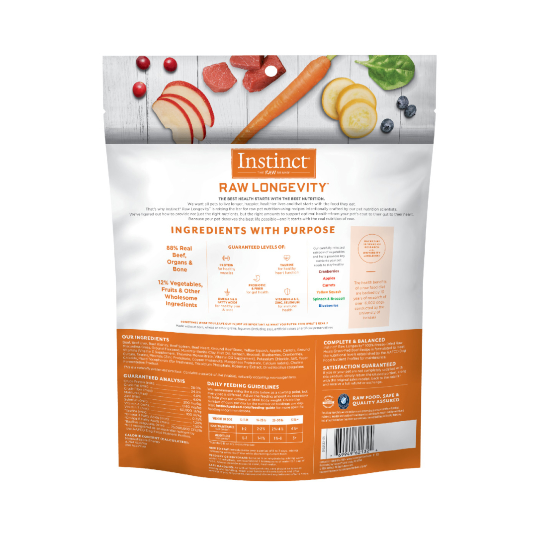 Instinct Freeze-Dried Raw Longevity Grass-Fed Beef Bites Adult Dog Food, 5-oz image number null
