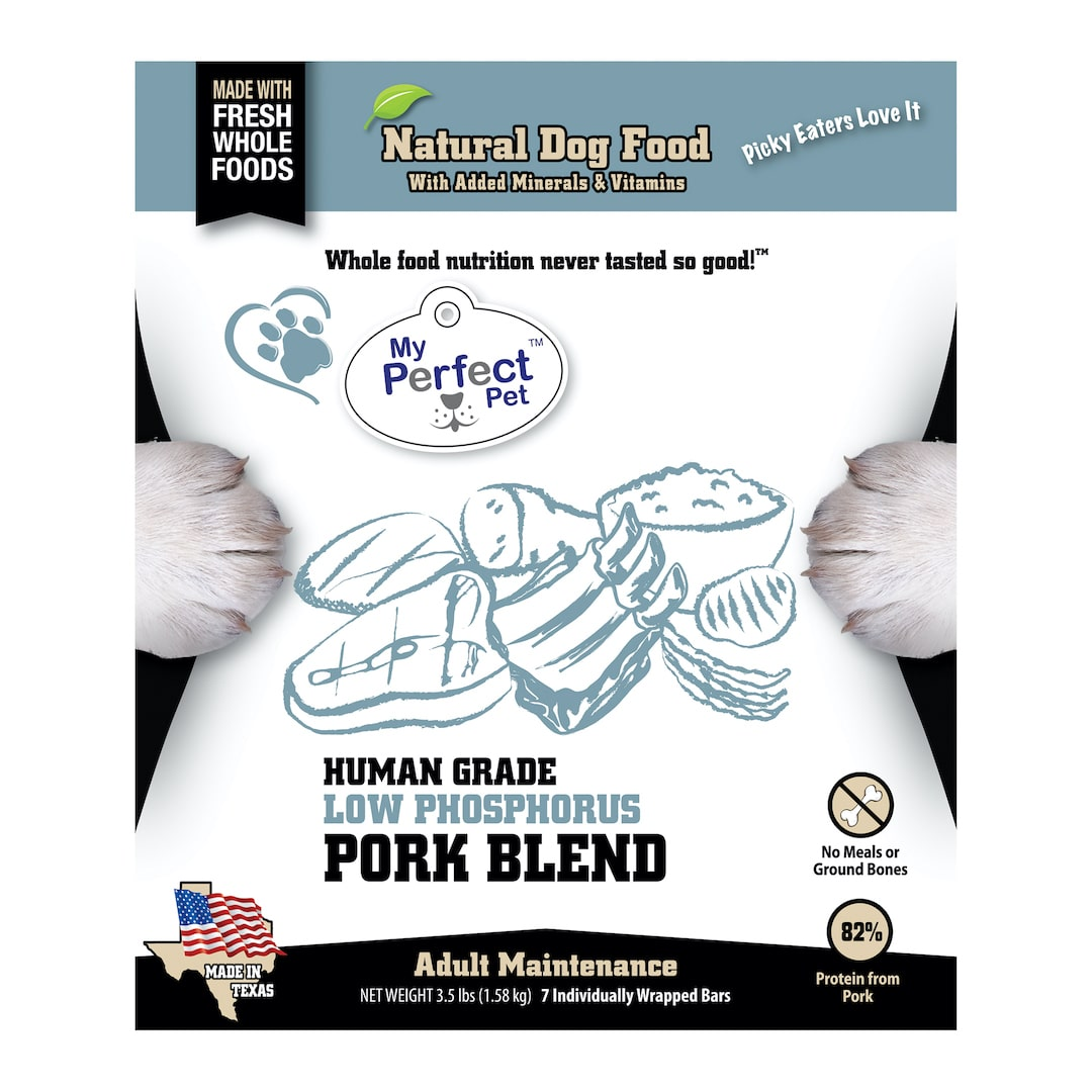 FROZEN My Perfect Pet Low Phosphorus Pork Blend, 3.5-lb image number null