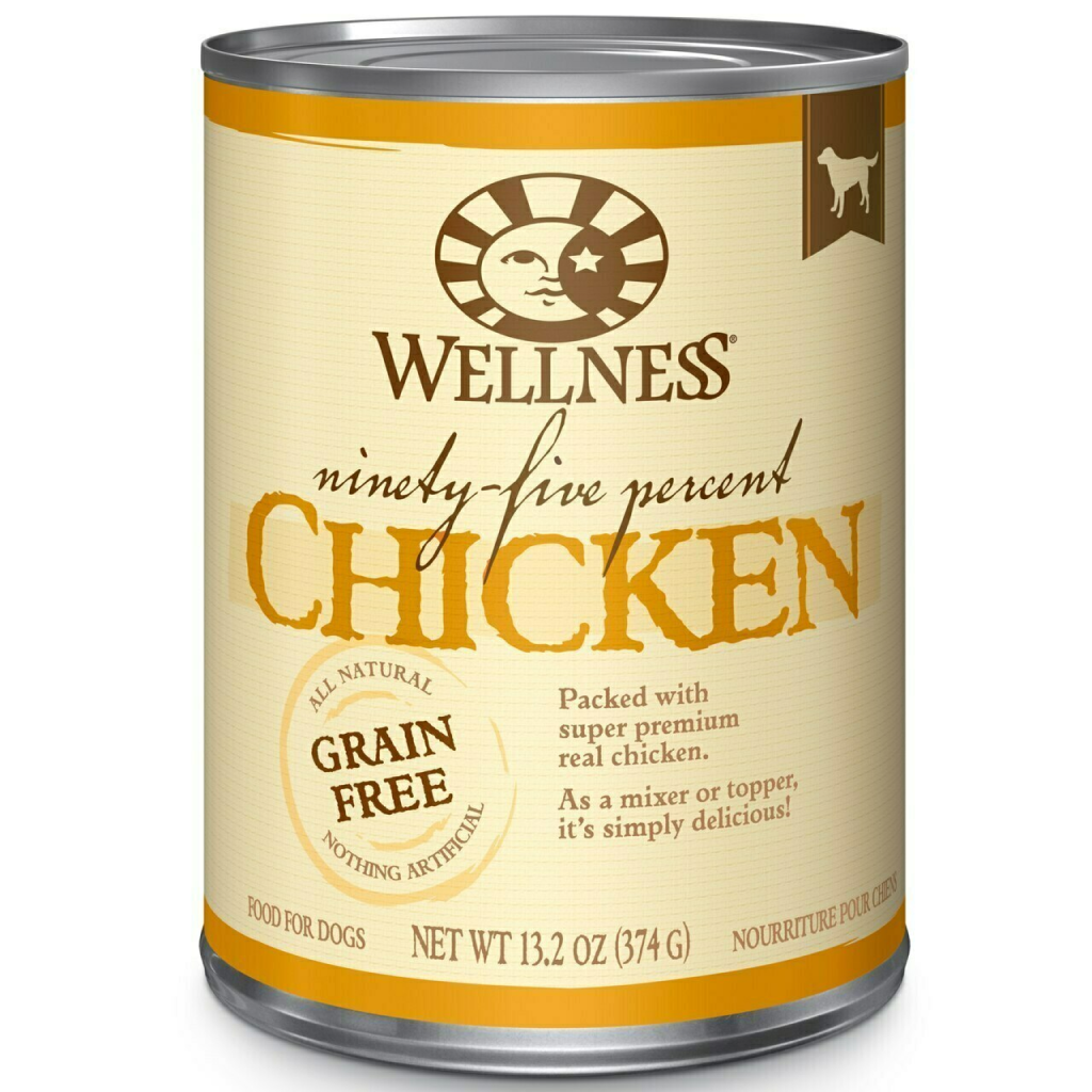 Wellness 95% Chicken Natural Wet Grain Free Canned Dog Food, 13.2-oz Can image number null