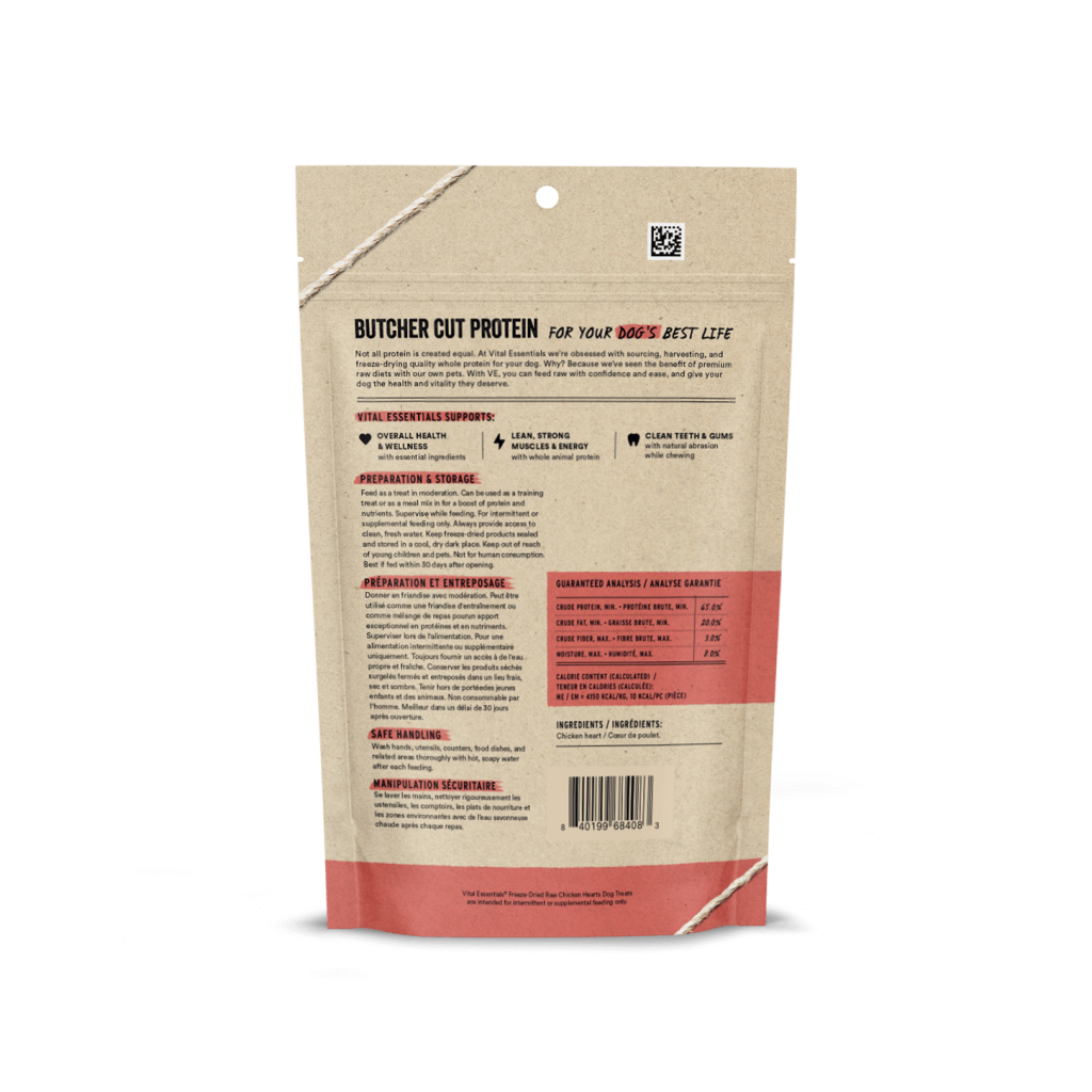 Vital Essentials Freeze-Dried Chicken Hearts Dog Treat, 3.75-oz image number null