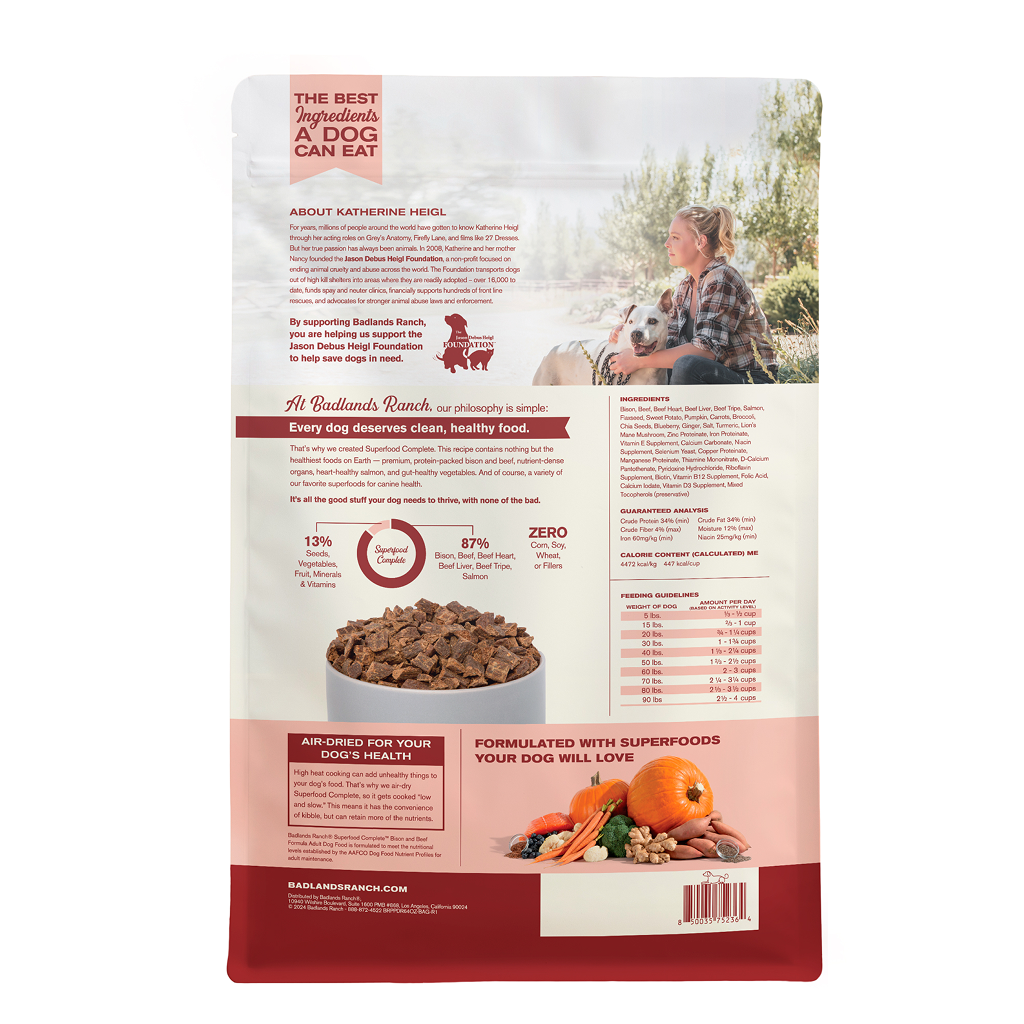 Badlands Ranch Air- Dried Grain- Free Superfood Complete Bison & Beef Formula, 64-oz image number null
