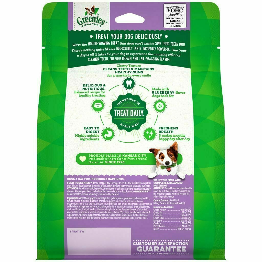 Greenies - Flavors Dog Petite Adult Oral Care Blueberry Chew 12-oz image number null